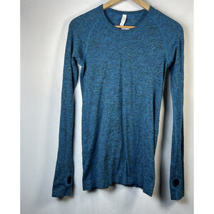 Lululemon women's 8 Swiftly Tech Long Sleeve Crew turquoise Blue athletic yoga